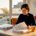 Eine Mitarbeiterin der Verwaltung überprüft im Büro die eingereichten Abrechnungen.