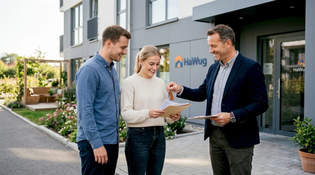 Schlüssel- und Dokumentenübergabe direkt vor dem Haus