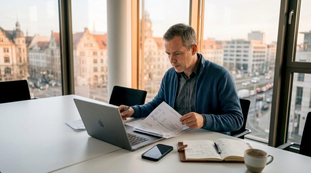 Ein Hausverwalter setzt verstärkt auf digitale Lösungen, um die Immobilienverwaltung effizienter zu gestalten.