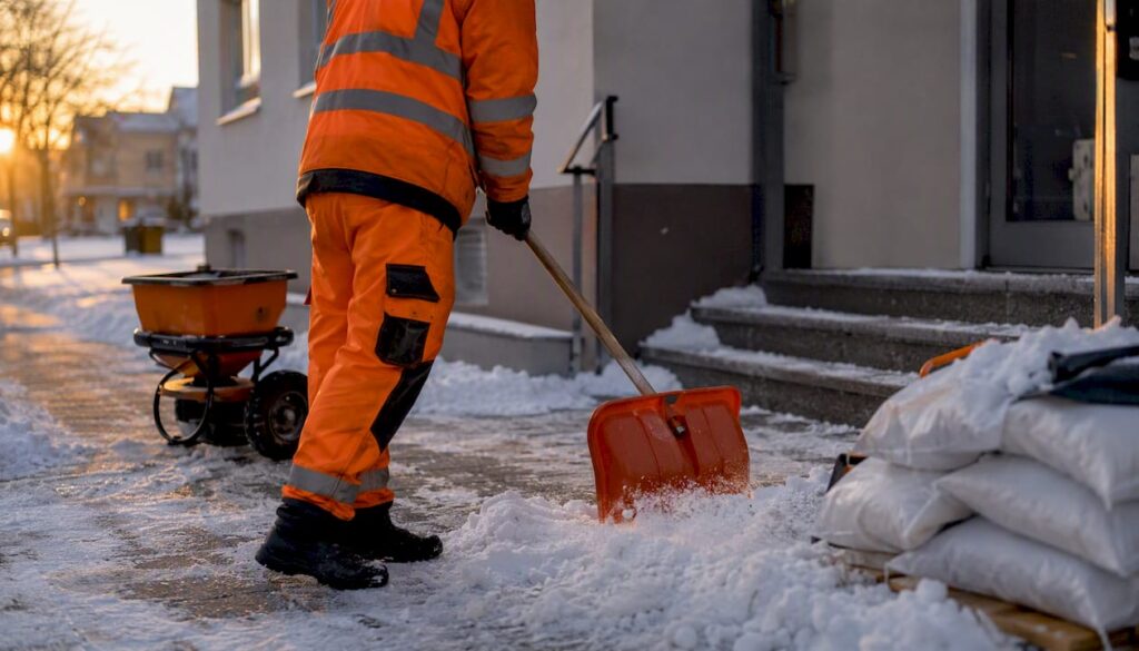 Der Winterdienst sorgt dafür, dass Gehwege von Schnee befreit und sicher begehbar bleiben.