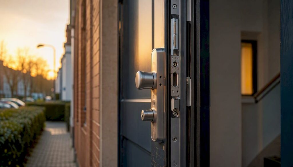 Detailaufnahme eines besonders gesicherten Wohnungstürschlosses