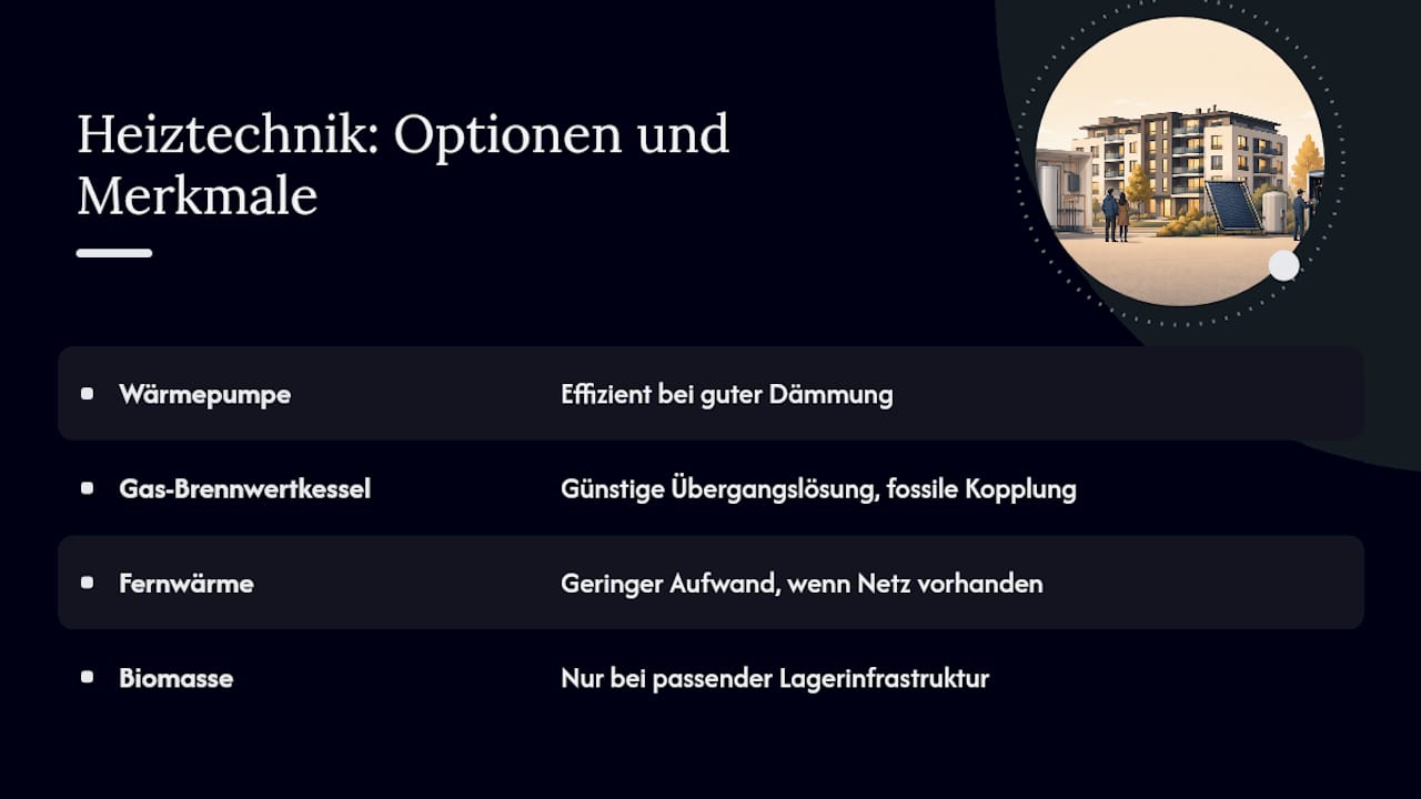 Heizungstausch und energetische Sanierung: Optionen, Kosten und Förderinstrumente — overview diagram