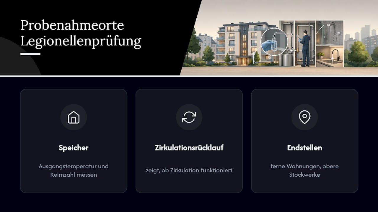 Diagramm der Entnahmestellen bei der Legionellenprüfung