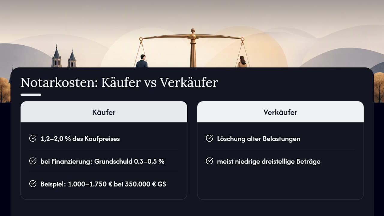 Gegenüberstellung der Notarkosten für Käufer und Verkäufer