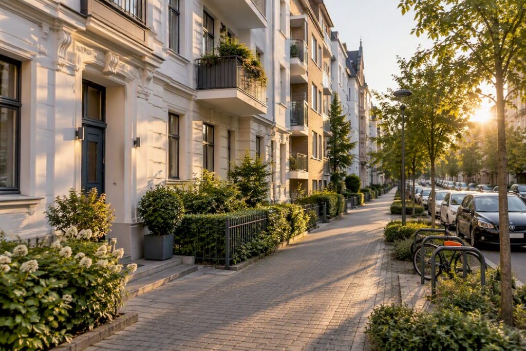 Wohnstraße mit Mehrfamilienhäusern in Sudenburg