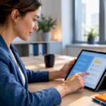 Digitale Kontrolle der Mietzahlungen auf dem Tablet