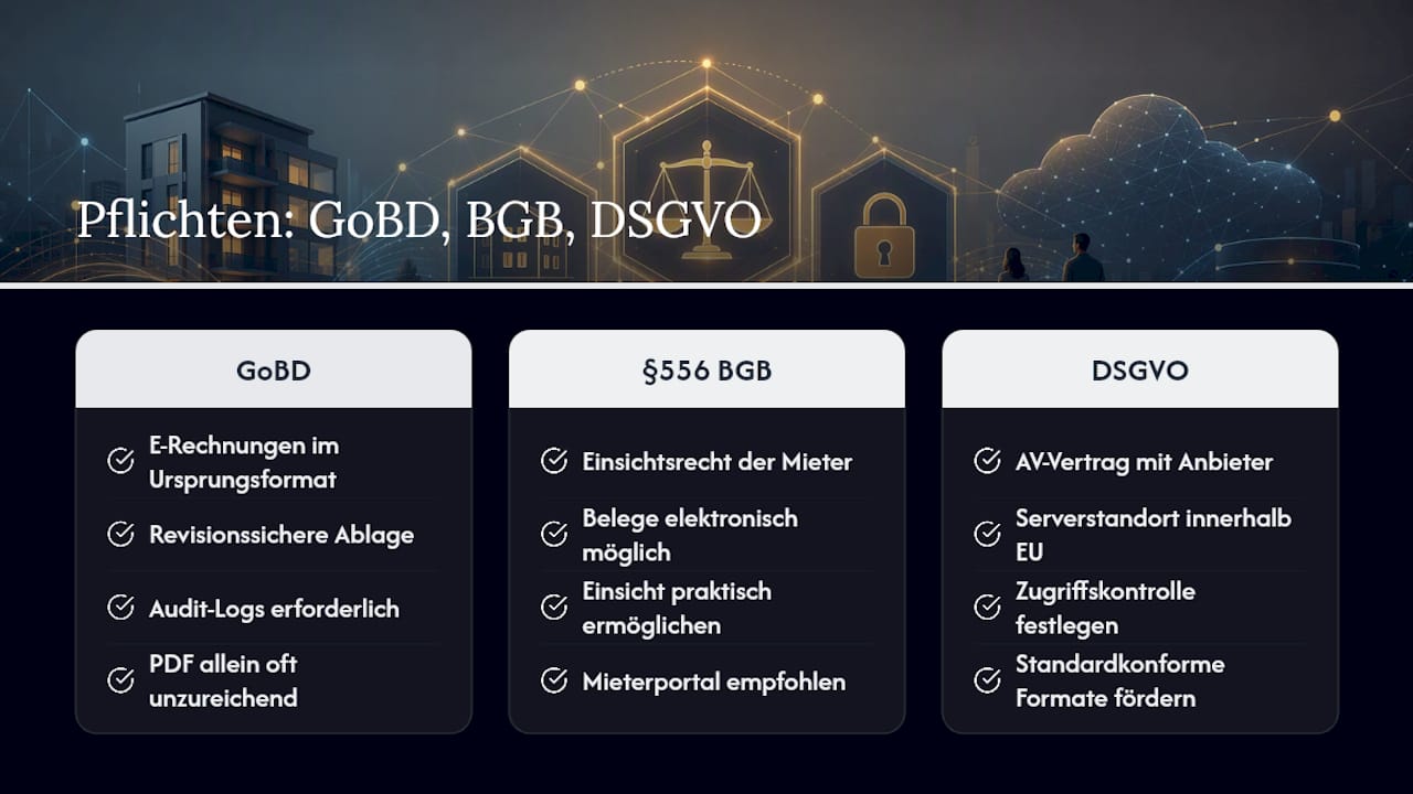 Wie setzen Sie GoBD, BGB und DSGVO praktisch um? — overview diagram